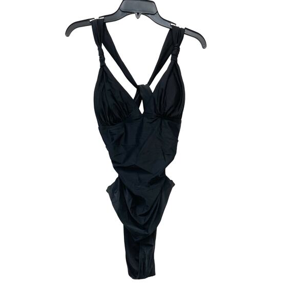 Cupshe Women's Back Cross One Piece Swimsuit Black Size Large - Picture 1 of 7